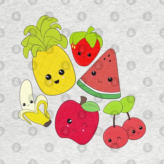 Kawaii Fruit Characters by ShutterStudios